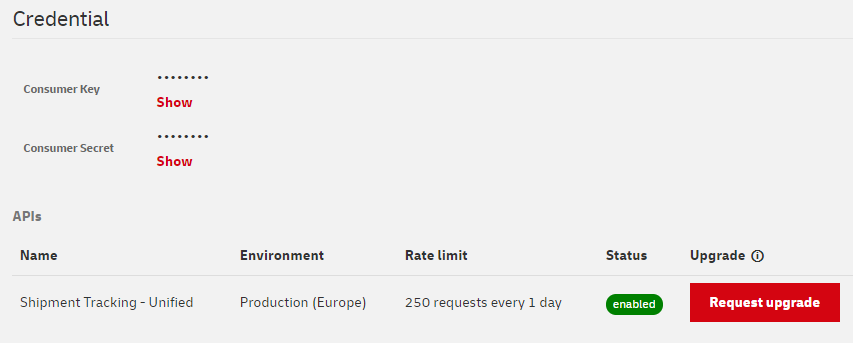 Tracking API Request Upgrade Option