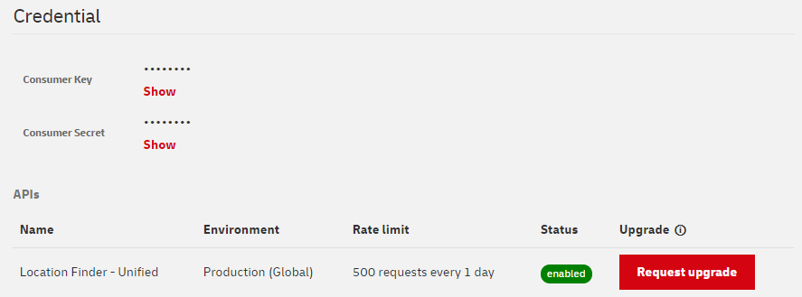 Location Finder Request Upgrade Example