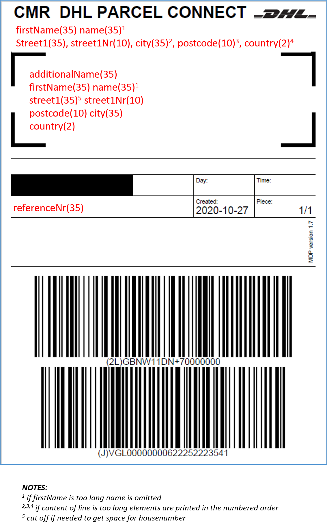 label incl field length